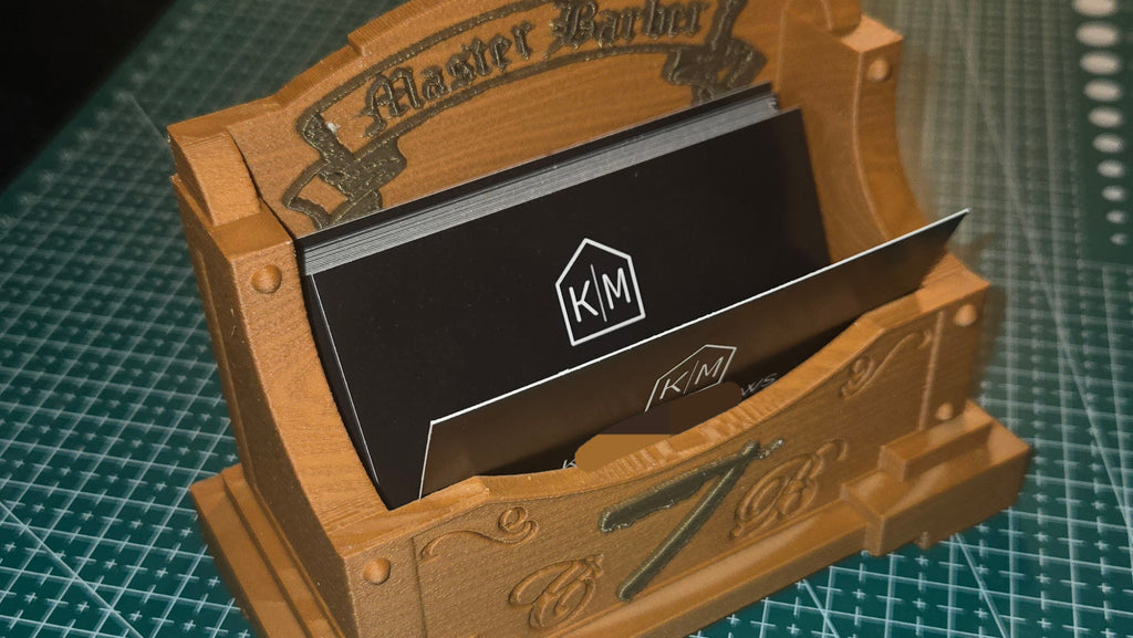 Custom vintage wood-like tabletop business card holder